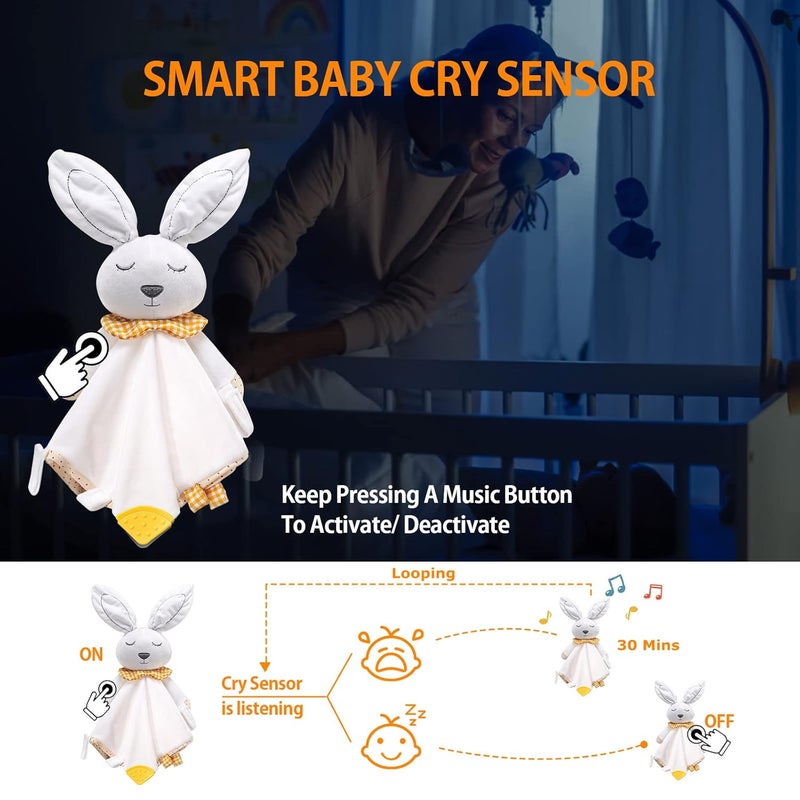 BEREST Rechargeable Baby Sleep Soother Bunny Lovey- White Noise| Heartbeat| Shushing| Lullaby Infant Sleeping Aid with Cry Sensor at Nap Time Routine, Newborn Gifts Plush Toddler Snuggle Blanket Toy - Image 3